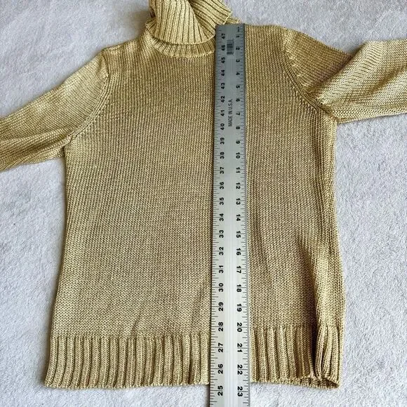 Lauren by Ralph Lauren Petites Gold Metallic Knit Turtleneck Sweater - Picture 10 of 13